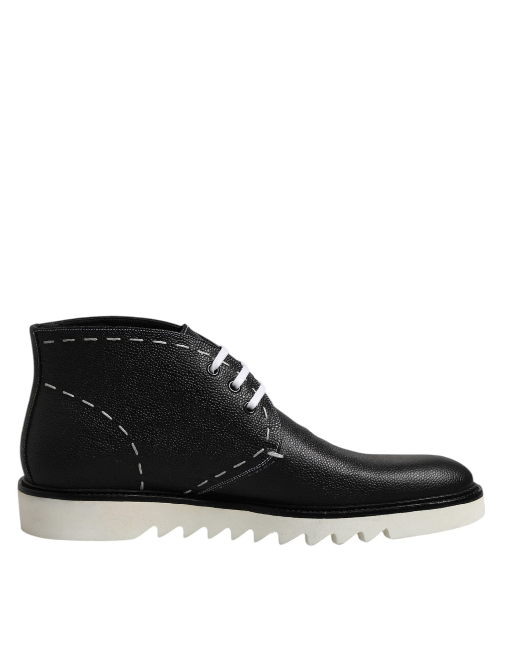 Schwarze Weiße Leder Stiefeletten Schuhe