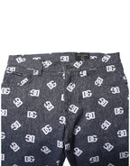 Dark Gray Logo Cotton Skinny Slim Denim Jeans