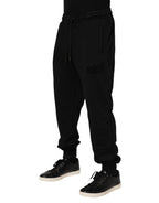 Schwarze Jogginghose aus Baumwolle mit Kordelzug