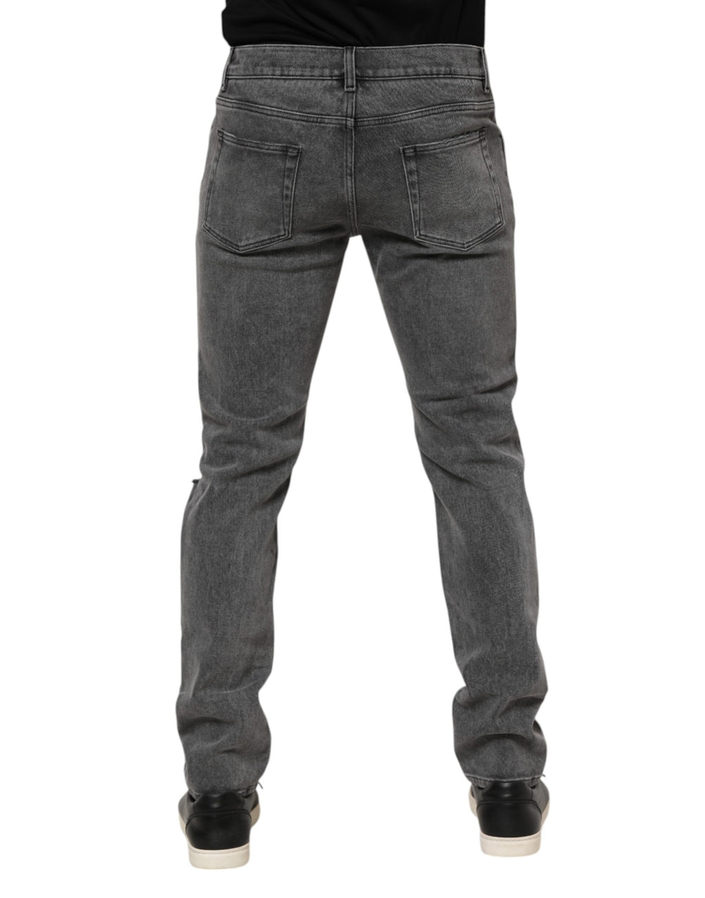 Jeans aus grauem Baumwoll-Denim mit Logo-Plakette
