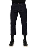 Dunkelblaue Baumwoll-Denim-Slim-Fit-Jeans mit Logo für Herren