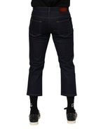 Dunkelblaue Baumwoll-Denim-Slim-Fit-Jeans mit Logo für Herren