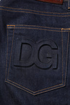 Dunkelblaue Baumwoll-Denim-Slim-Fit-Jeans mit Logo für Herren