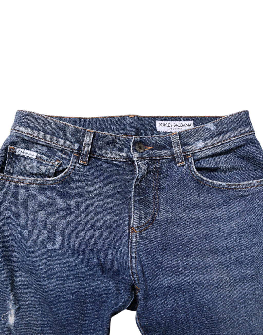 Blue Cotton Logo Plaque Skinny Herren Jeans