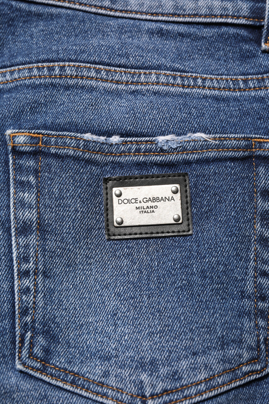 Blue Cotton Logo Plaque Skinny Herren Jeans