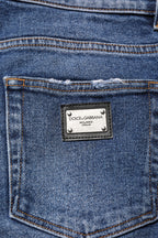 Blue Cotton Logo Plaque Skinny Herren Jeans