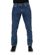 Blue Cotton Logo Plaque Denim Jeans