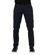 Blue Cotton Tapered Denim Jeans