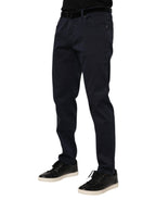 Blue Cotton Tapered Denim Jeans