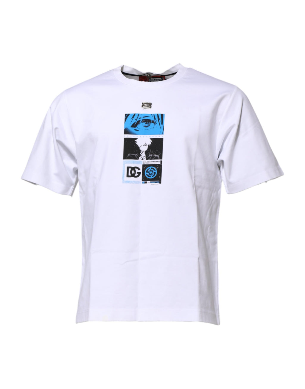 Weißes T-Shirt mit Rundhalsausschnitt und Grafikdruck aus Baumwolle