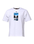 Weißes T-Shirt mit Rundhalsausschnitt und Grafikdruck aus Baumwolle