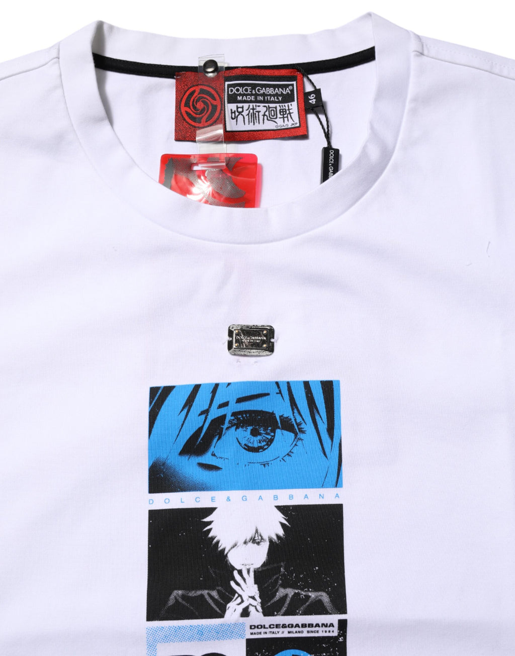 Weißes T-Shirt mit Rundhalsausschnitt und Grafikdruck aus Baumwolle