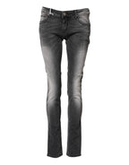 Dark Gray Cotton Slim Fit Denim Low Waist Denim Jeans