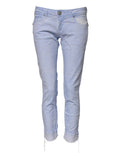 Hellblaue Baumwoll-Slim-Fit-Jeans mit niedriger Taille