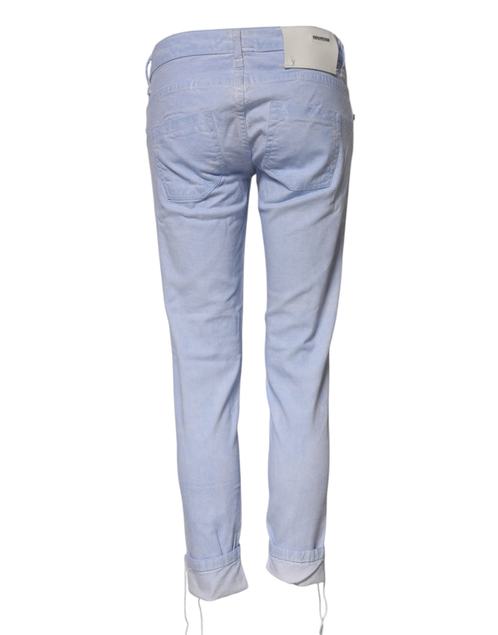 Hellblaue Baumwoll-Slim-Fit-Jeans mit niedriger Taille