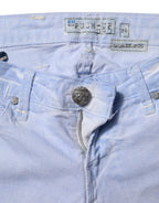 Hellblaue Baumwoll-Slim-Fit-Jeans mit niedriger Taille