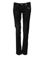 Schwarze Slim Fit Jeans aus Baumwolle mit niedriger Taille