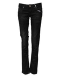 Schwarze Slim Fit Jeans aus Baumwolle mit niedriger Taille