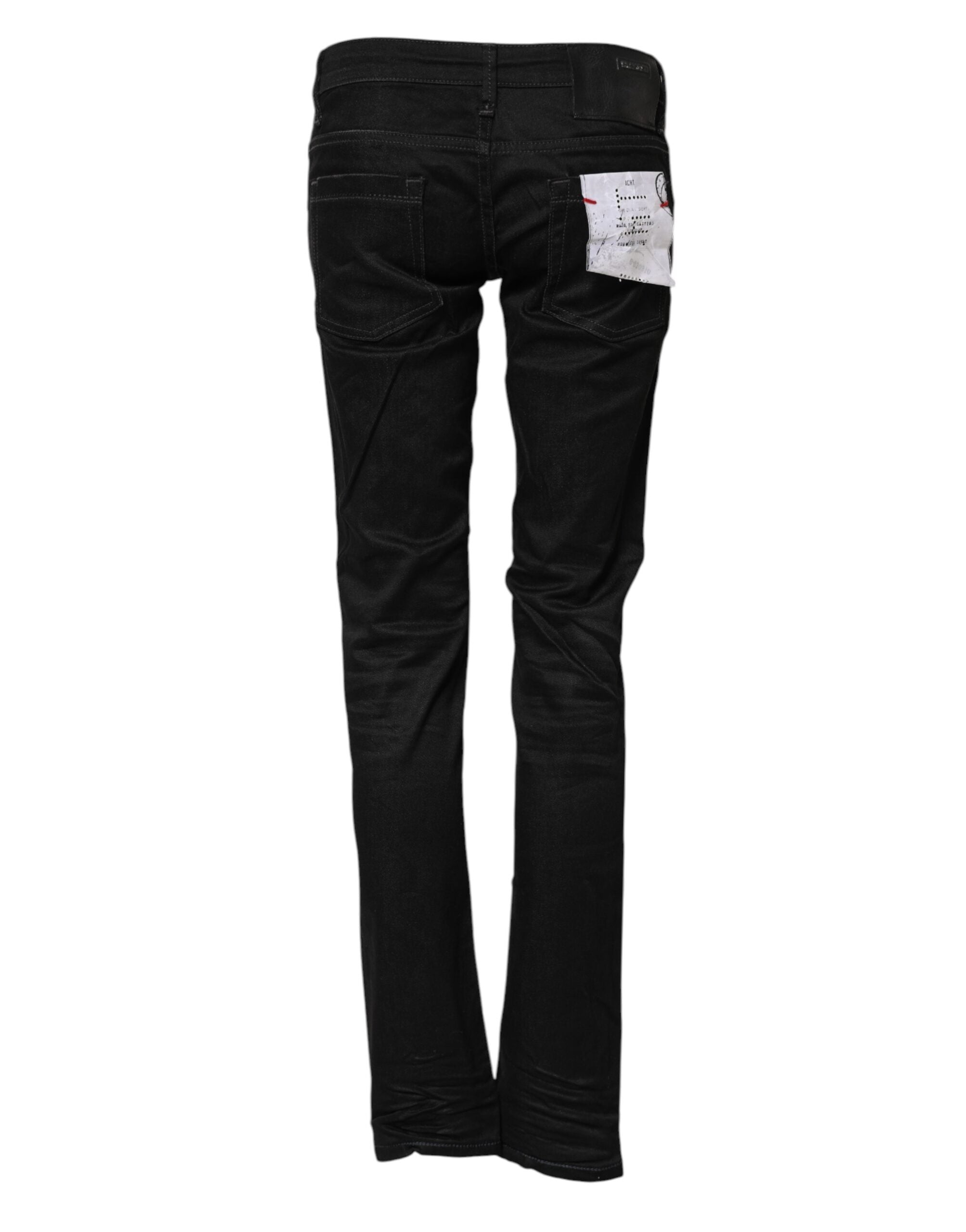 Schwarze Slim Fit Jeans aus Baumwolle mit niedriger Taille