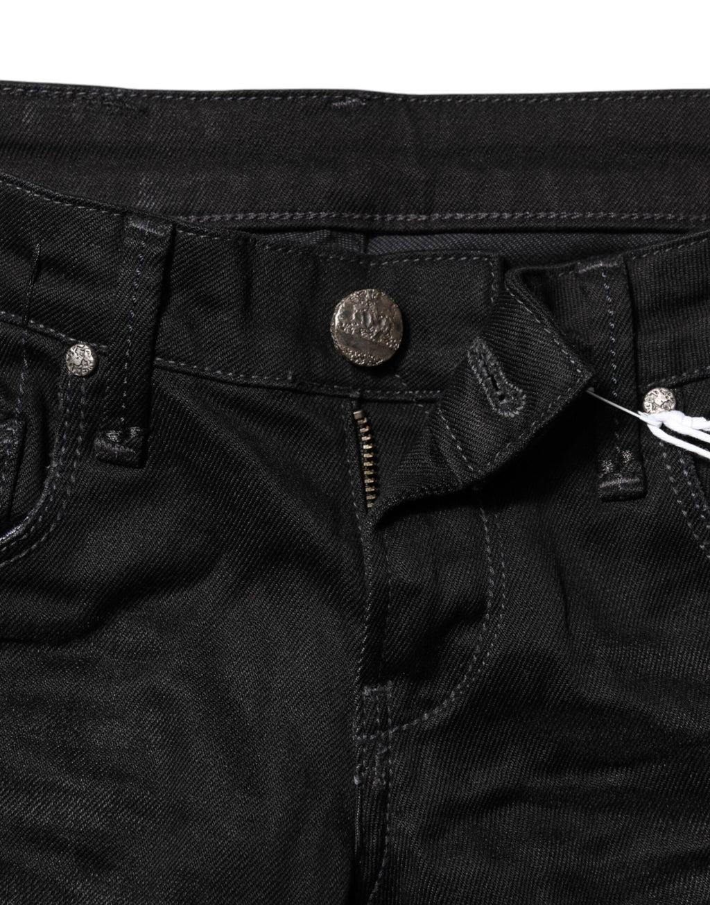 Schwarze Slim Fit Jeans aus Baumwolle mit niedriger Taille