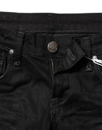 Schwarze Slim Fit Jeans aus Baumwolle mit niedriger Taille