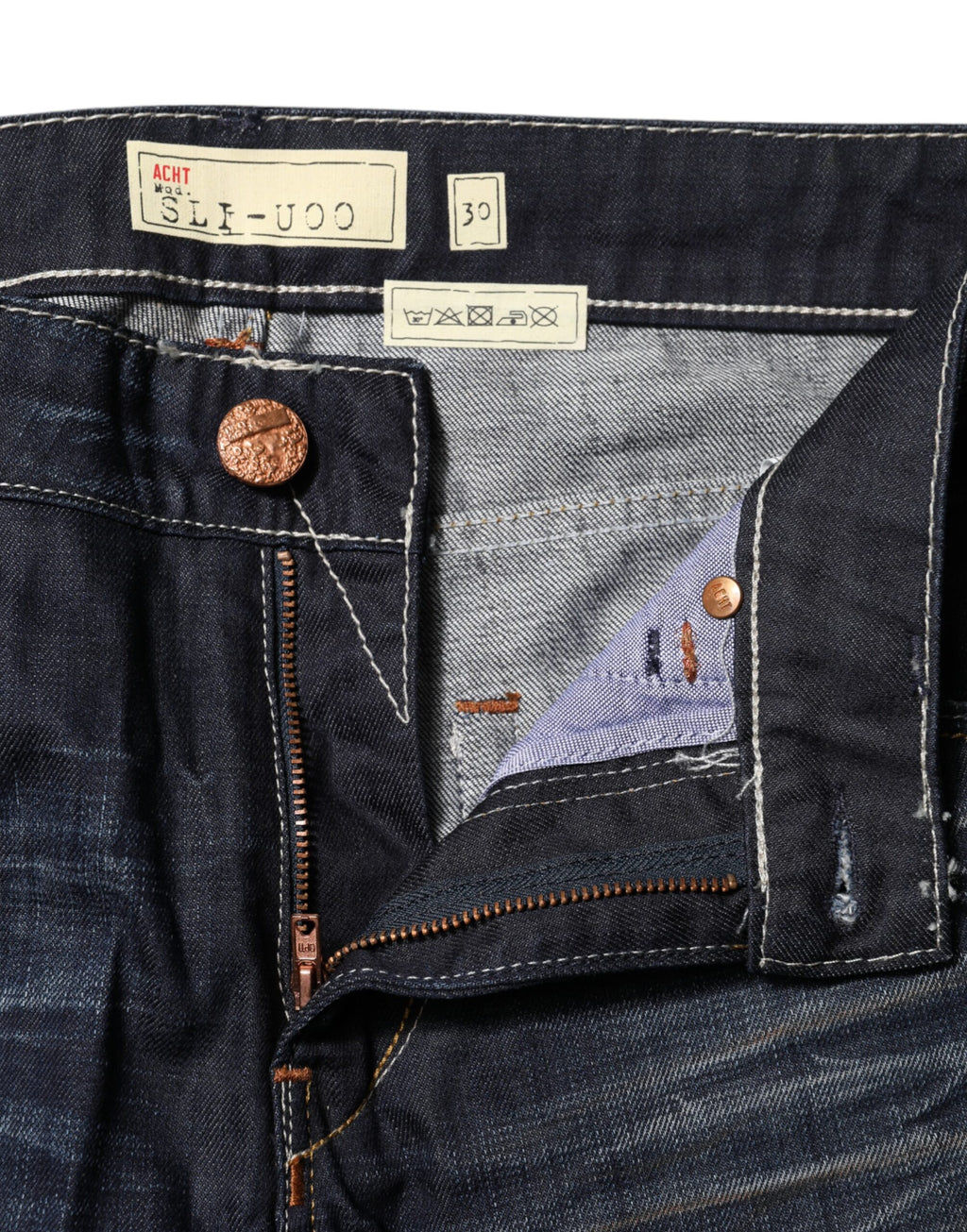Blue Washed Cotton Mid Waist Flared Denim Jeans