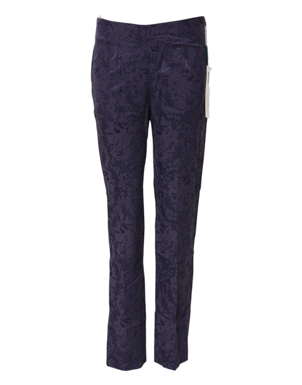 Violette Jacquard-Hose mit hohem Bund