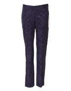 Violette Jacquard-Hose mit hohem Bund