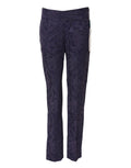 Violette Jacquard-Hose mit hohem Bund