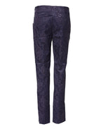 Violette Jacquard-Hose mit hohem Bund