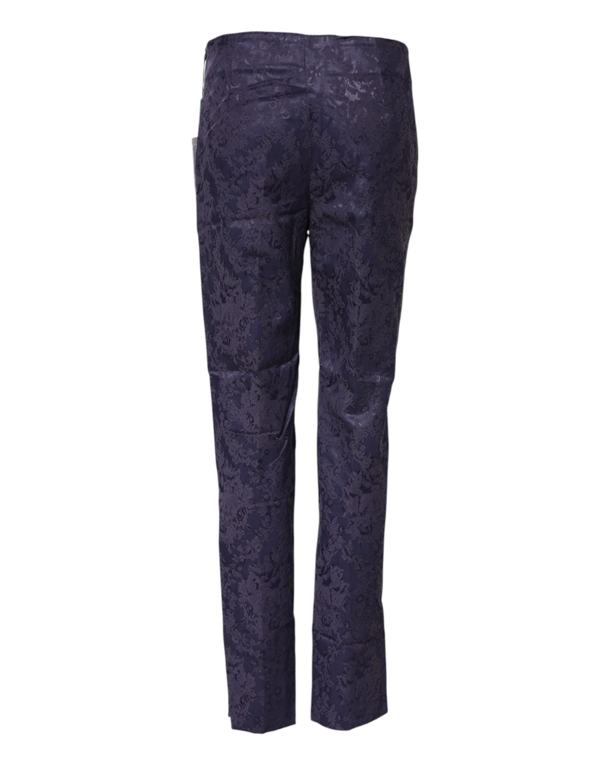 Violette Jacquard-Hose mit hohem Bund