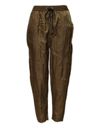 Braune Damenhosen mit mittlerer Taille und Gummizug