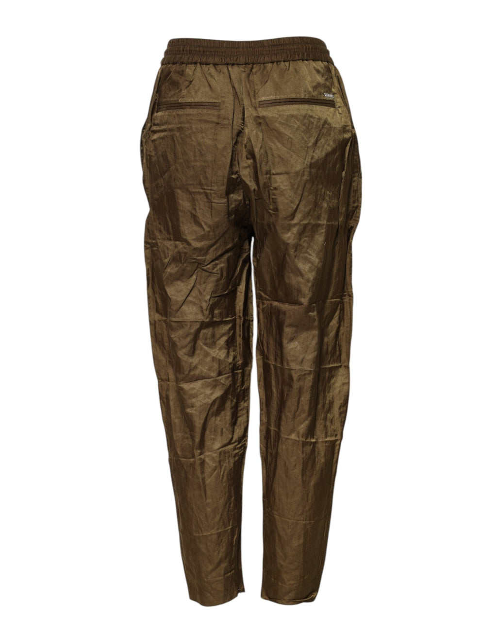 Braune Damenhosen mit mittlerer Taille und Gummizug