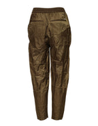 Braune Damenhosen mit mittlerer Taille und Gummizug