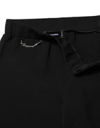 Pantaloni svasati a vita alta in poliestere nero