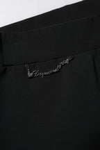 Pantaloni svasati a vita alta in poliestere nero