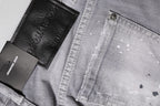 Gray Washed Mid Waist Tapered Denim Jeans