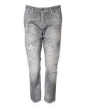 Graue gewaschene Mid-Waist Tapered Jeans