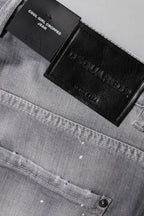 Graue gewaschene Mid-Waist Tapered Jeans