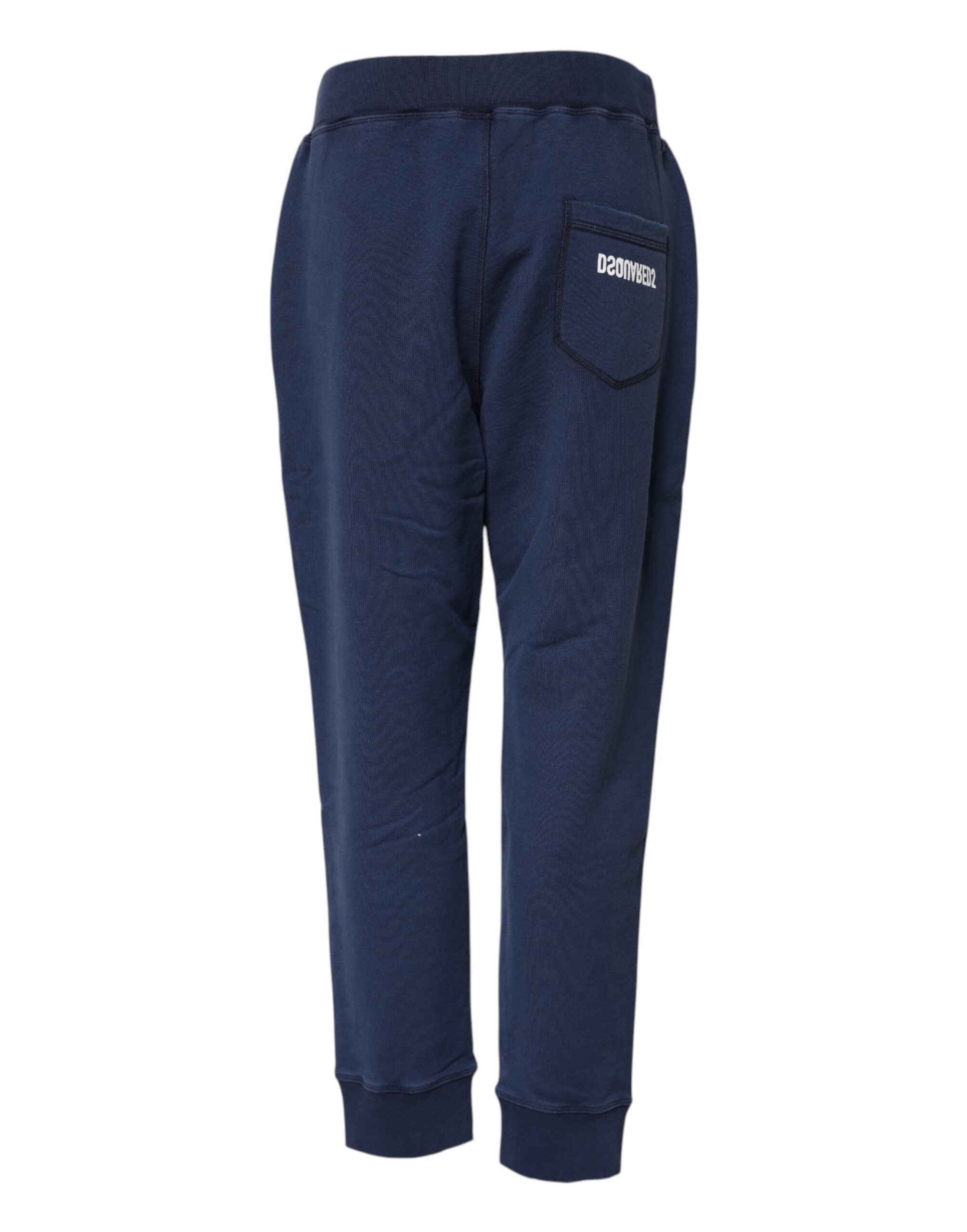Blaue Joggingshose aus Baumwolle mit mittelhohem Bund