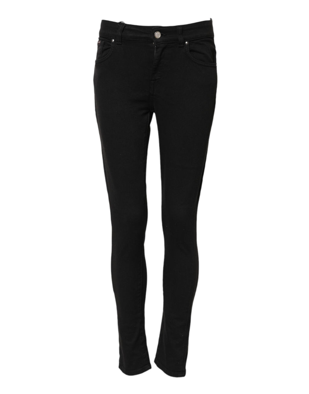 Schwarze Skinny Jeans aus Baumwolle mit mittlerer Bundhöhe