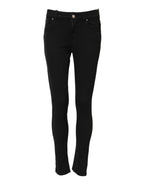 Schwarze Skinny Jeans aus Baumwolle mit mittlerer Bundhöhe