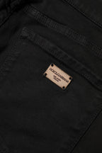 Schwarze Skinny Jeans aus Baumwolle mit mittlerer Bundhöhe