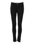 Schwarze Röhrenjeans aus Baumwolle mit mittlerer Bundhöhe
