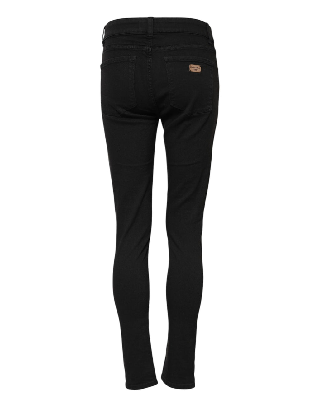 Schwarze Röhrenjeans aus Baumwolle mit mittlerer Bundhöhe