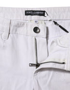 White Cotton Mid Waisted Women Denim Jeans