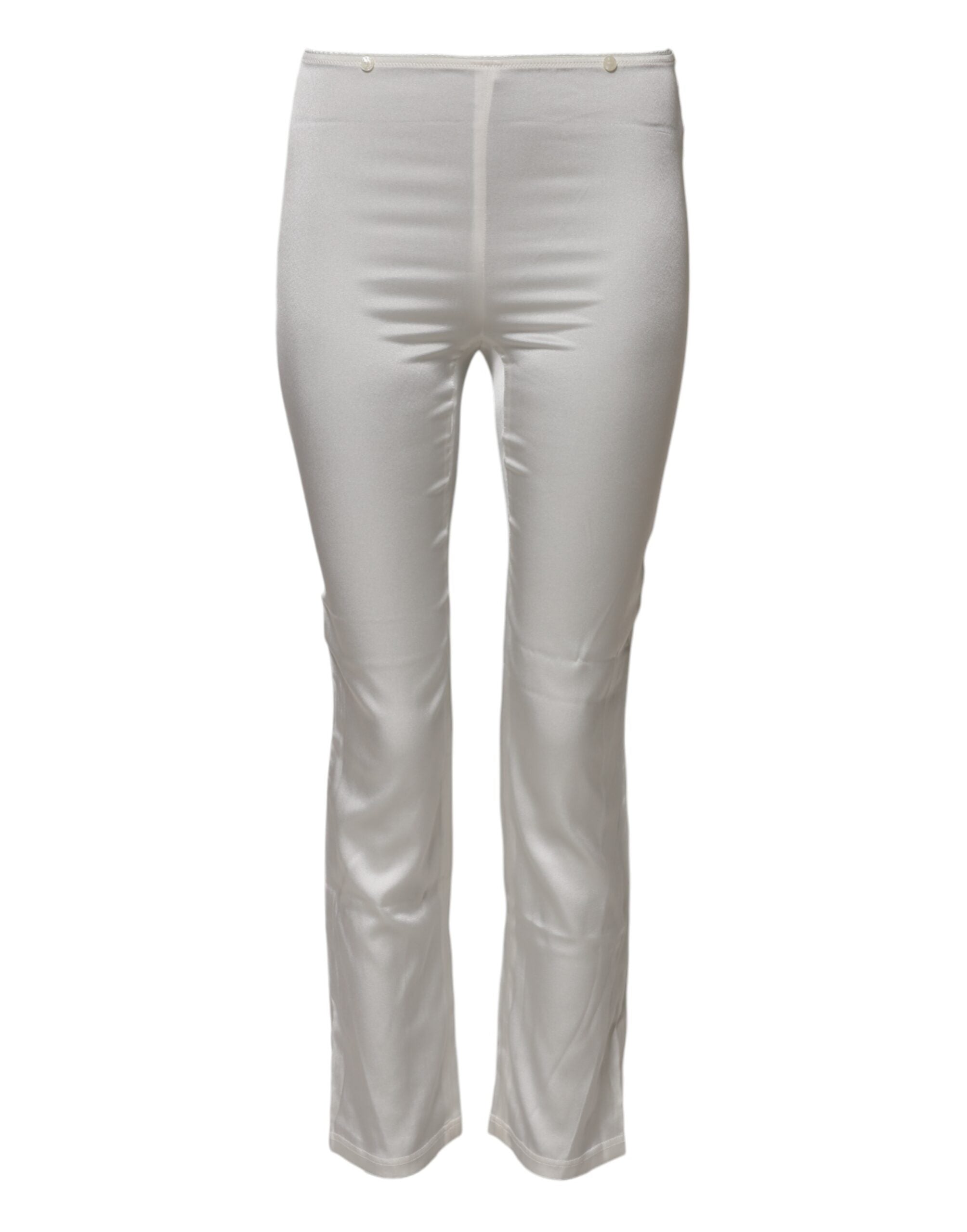 Elfenbeinseidengewebe zulaufende Hose mit hoher Taille