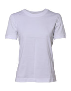 Weißes Baumwoll-T-Shirt mit Rundhalsausschnitt und kurzen Ärmeln