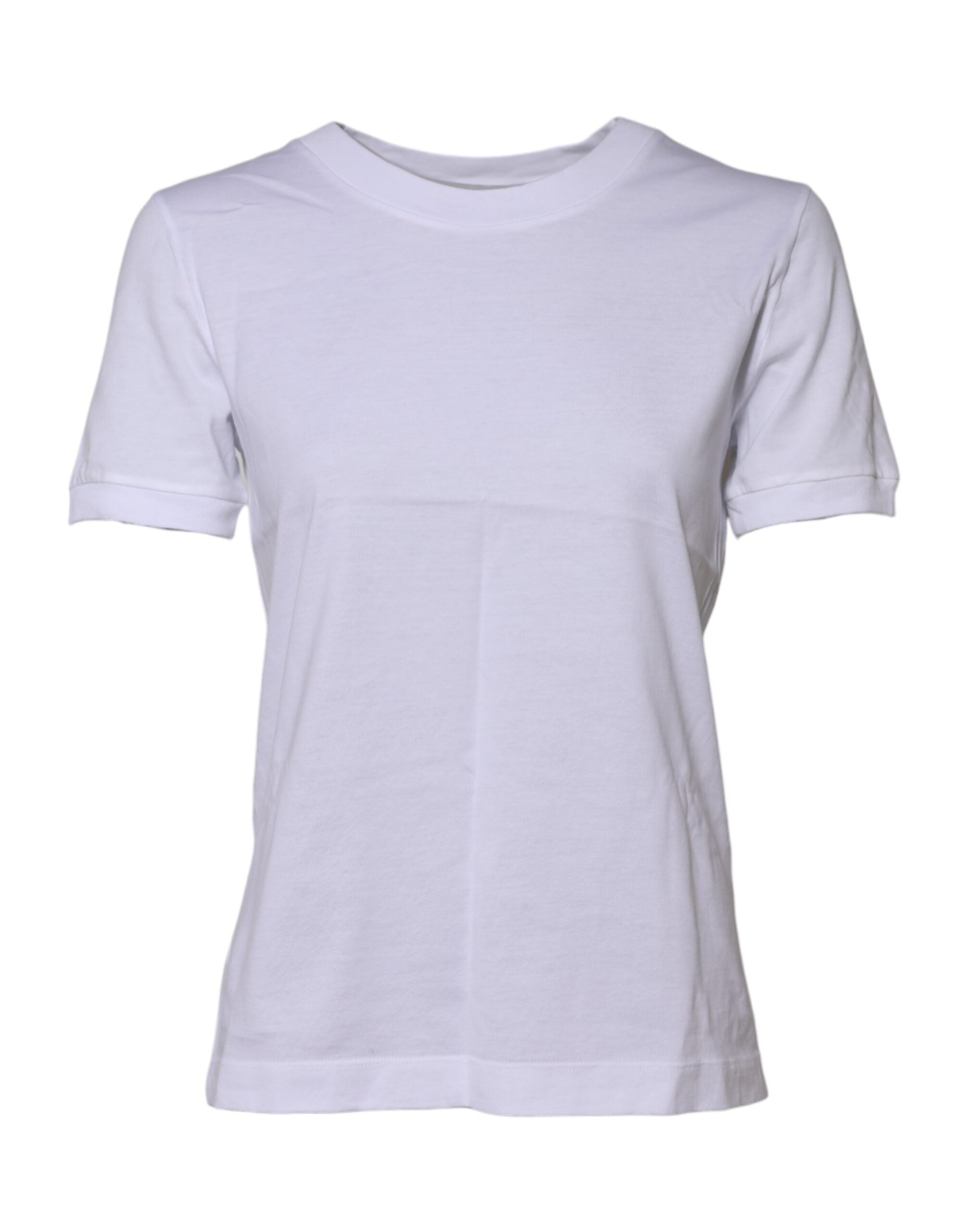 Weißes Baumwoll-T-Shirt mit Rundhalsausschnitt und kurzen Ärmeln