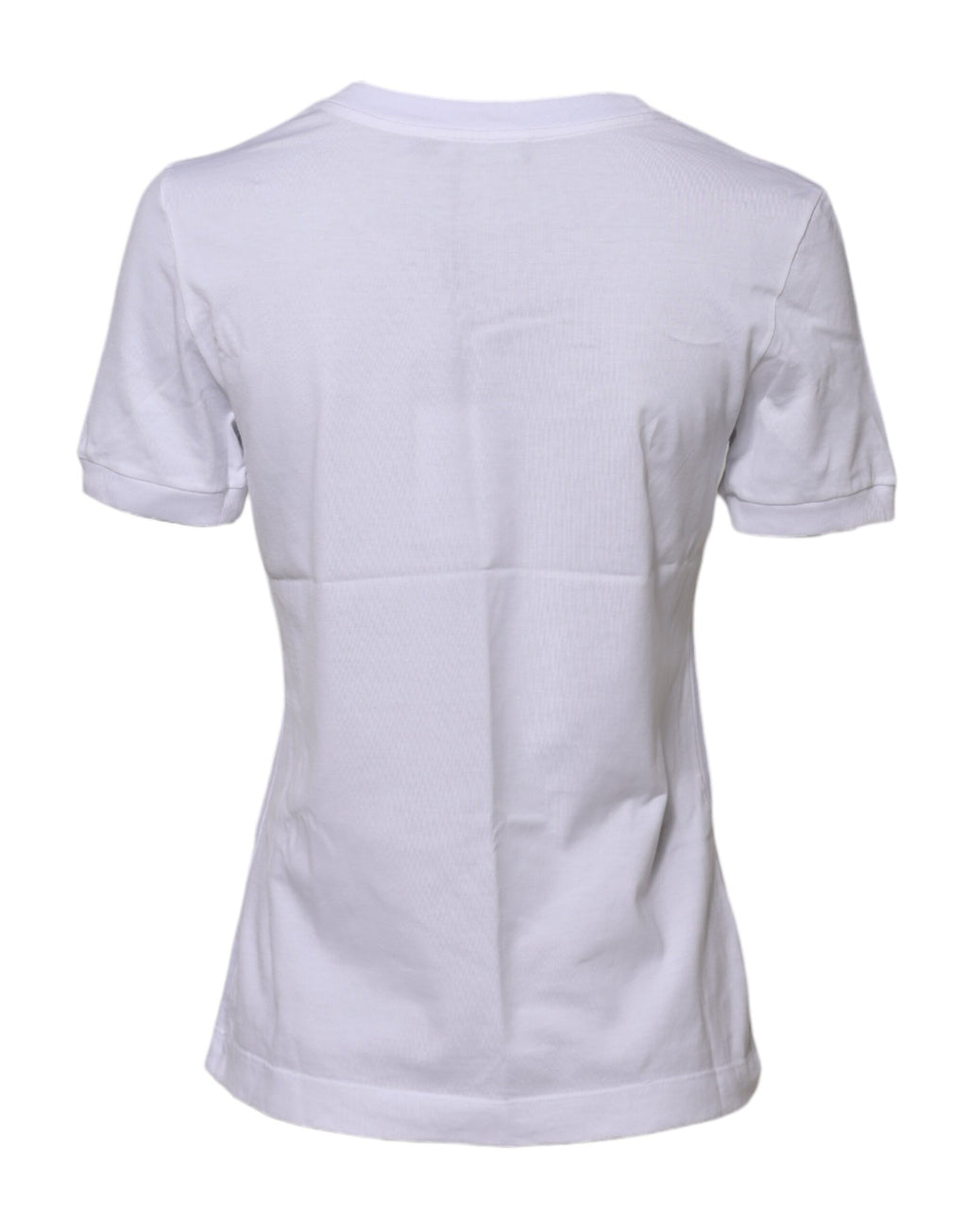 Weißes Baumwoll-T-Shirt mit Rundhalsausschnitt und kurzen Ärmeln